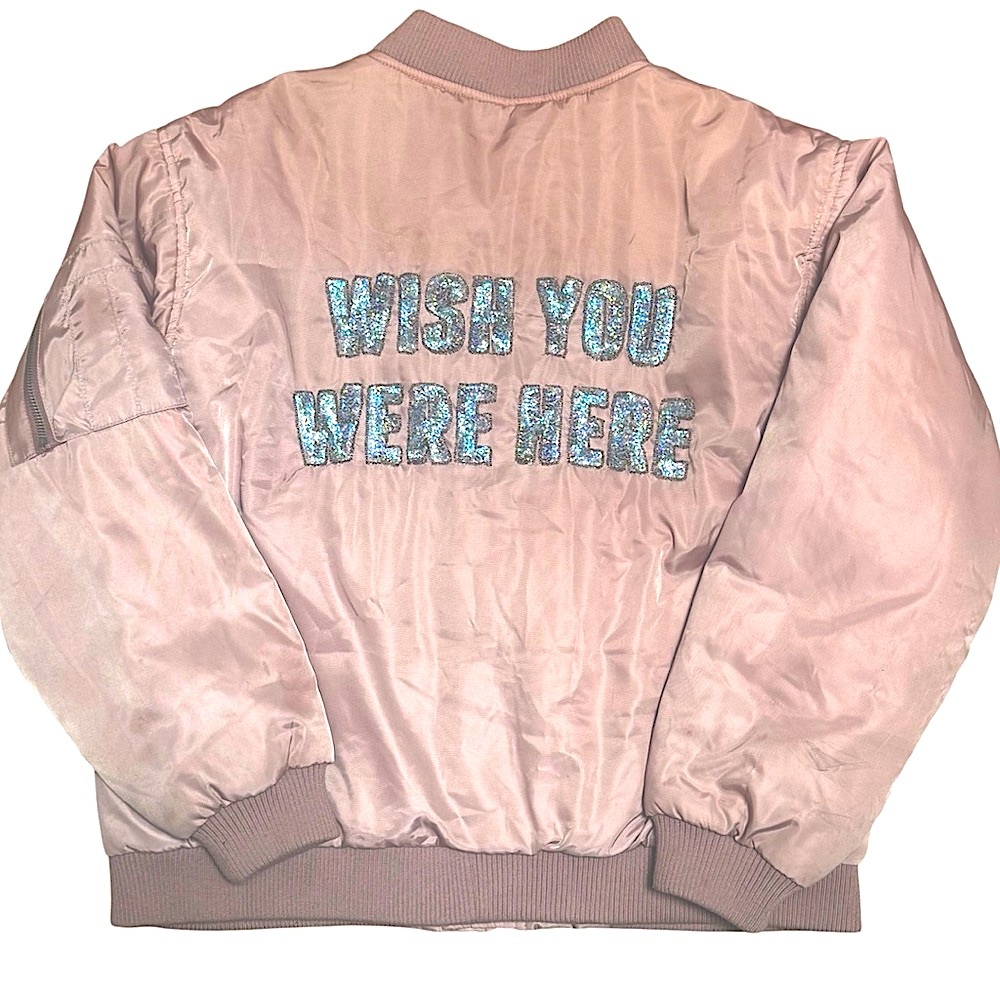 Georgia Mae “Wish You Were Here” Sequin Bomber Jacket – M